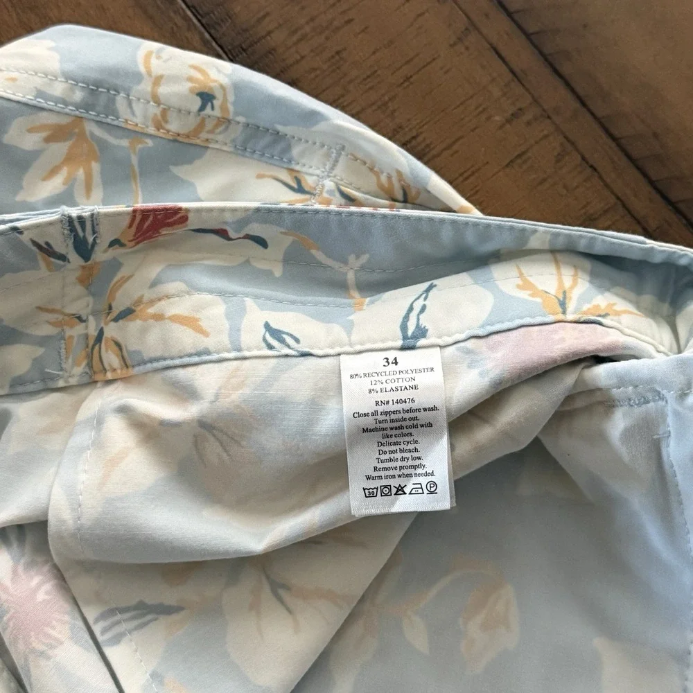 Faherty Mens Swim Trunks Size 34 Floral Hawaiian Swim Surf Pockets Board Shorts